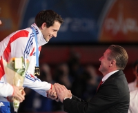 Renaud Lavilllenie. European Indoor Champion 2011, Paris. With Sergey Bubka