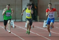 Russian Indoor Championships 2012. Final at 60m. Mikhail Idrisov, Yevgeniy Kotlyarov and Aleksandr Brednyev