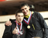 Russian Indoor Championships 2012. Winner at 400m indoor medallist is Pavel Trenikhin and silver is Valentin Kruglyakov