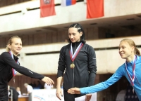 Russian Indoor Championships 2012. Winner's at 400m. Gold is Aleksandra Fedoriva, silver is Yuliya Guschina, bronze is Kseniya Ustalova