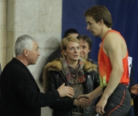 Russian Indoor Championships 2012. Dmitriy Starodubtsev with coach and Yuliya Golubchikova