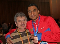 Lyukman Adams. Bronze at World Indoor Championships 2012 (Istanbul). With coach Yevgeniy Ter-Avanesov