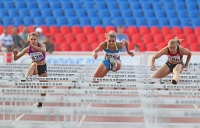 Russian Championships 2012. 100mh Final. Olga Samylova, Yekaterina Galitskaya and Tatyana Dektaryeva