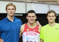 National Indoor Championships 2013 (Day 2). Triple Jump Champion Ruslan Samitov, Silver Aleksey Fyedorov, Bronze Yuriy Kovalyev