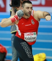 European Indoor Championships 2013. Göteborg, SWE. 1 March. Shot Put Champion is Asmir Kolašinac, SRB