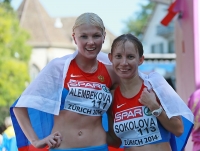 European Athletics Championships 2014 /Zurich, SUI. Day 3. 20km Race Walk Women Final. Elmira ALEMBEKOVA and Vera SOKOLOVA