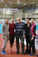 Kseniya Ryzhova. Russian Indoor Champion 2015/ With coah Valentin Maslakov and Marina Panteleyeva, Kseniya Zadorina, Yelizaveta Savlinis