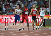 IAAF World Championships 2015, Beijing. Day 1. 400 Metres Hurdles. Heats. Kariem HUSSEIN SUI, Kerron CLEMENT USA, Niall FLANNERY GBR