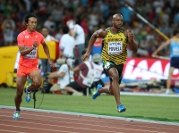 IAAF World Championships 2015, Beijing. Day 1. 100 Metres. Heats. Asafa POWELL, JAM, Kei TAKASE, JPN