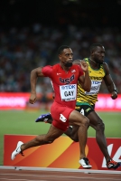 IAAF World Championships 2015, Beijing. Day 1. 100 Metres. Heats. Tyson GAY, USA, Nickel ASHMEADE, JAM