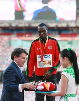 IAAF World Championships 2015, Beijing. Day 2. Medal Ceremony. 10000m Silver World Medallist 	Geoffrey Kipsang KAMWOROR, KEN