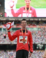 IAAF World Championships 2015, Beijing. Day 2. Medal Ceremony. 20km Race Walk Bronze Benjamin THORNE, CAN