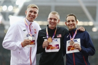 IAAF WORLD CHAMPIONSHIPS LONDON 2017. Pole Vault. Sam KENDRICKS, USA - Gold. Piotr LISEK, POL  Silver. Renaud LAVILLENIE, FRA  Bronze