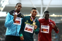 IAAF WORLD CHAMPIONSHIPS LONDON 2017. 400m/ Gold - Wayde VAN NIEKERK, RSA/ Silver - Steven GARDINER, BAH. Bronze - Abdalelah HAROUN, QAT