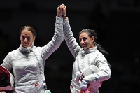 2016 Fencing at the 2016 Summer Olympics. Gold medallist Yana Yegoryan and Silver Sofya Velikaya
