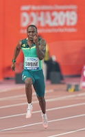 IAAF WORLD ATHLETICS CHAMPIONSHIPS, DOHA 2019. Day 2. 100m. Semi-Final. Akani SIMBINE, RSA