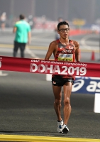 IAAF WORLD ATHLETICS CHAMPIONSHIPS, DOHA 2019. Day 8. 20 Kilometres Race Walk World Champion is Toshikazu YAMANISHI, JPN