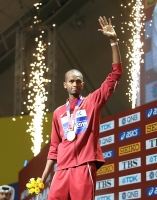 IAAF WORLD ATHLETICS CHAMPIONSHIPS, DOHA 2019. Day 9. High Jump Medal Ceremony. World Champion is Mutaz Essa BARSHIM, QAT