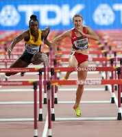 IAAF WORLD ATHLETICS CHAMPIONSHIPS, DOHA 2019. Day 10. 100 Metres Hurdles. Semi-Final. Janeek BROWN, JAM