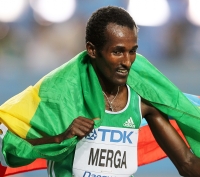 *Фото с Чемпионата Мира 2011 (Тэгу, Корея). Бронзовый призер в беге на 10000м Иман Мерга из Эфиопии 